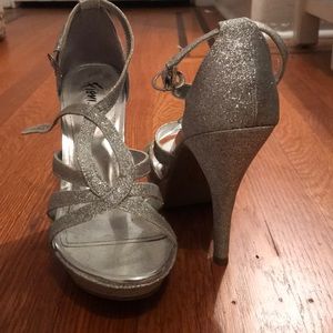 Sparkly Silver high heels